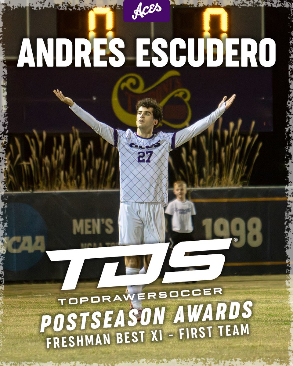 Andres Escudero adds another award to an impressive freshman campaign, earning Freshman Best XI First Team honors from <a href="/TopDrawerSoccer/">TopDrawerSoccer</a>!

📰: tinyurl.com/58w24c6v

⚽️ #ForTheAces