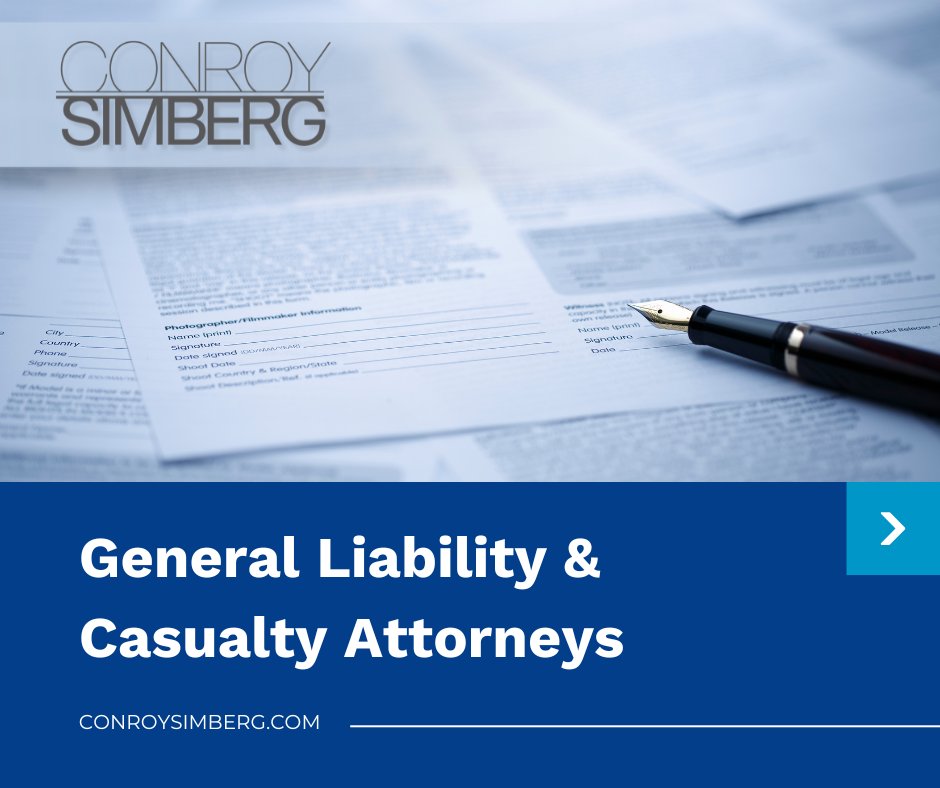 Conroysimberg's tweet image. Our firm has extensive experience representing #insurance companies, their insureds, and self-insured companies in all types of #GeneralLiability and casualty matters: bit.ly/48Vhs1b | #LiabilityInsurance #claims #business #LawFirm