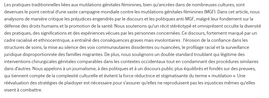 Djazairi's tweet image. L'article est nuancé, il alerte sur les effets négatifs, dont le rejet des structures de santé, d'une approche ethnocentrique et irrespectueuse des gens. En fait il met en garde contre les gens comme toi avec leurs préjugés,certains que leur style de vie est un standard universel