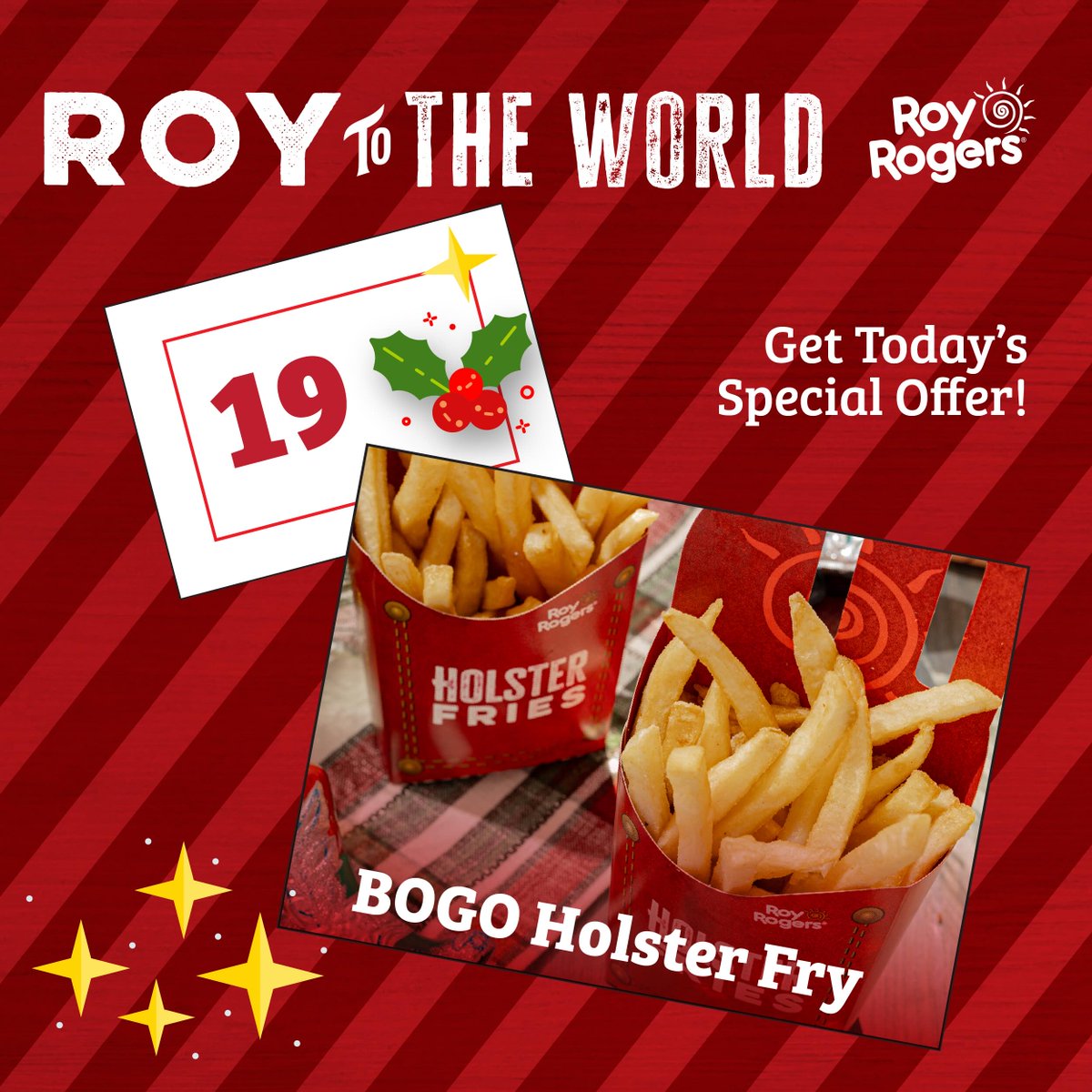 Crispy, golden, and totally shareable... Buy One, Get One Holster Fries 🍟✨ Use Promo Code: HOLSTERBOGO or mention offer in store!