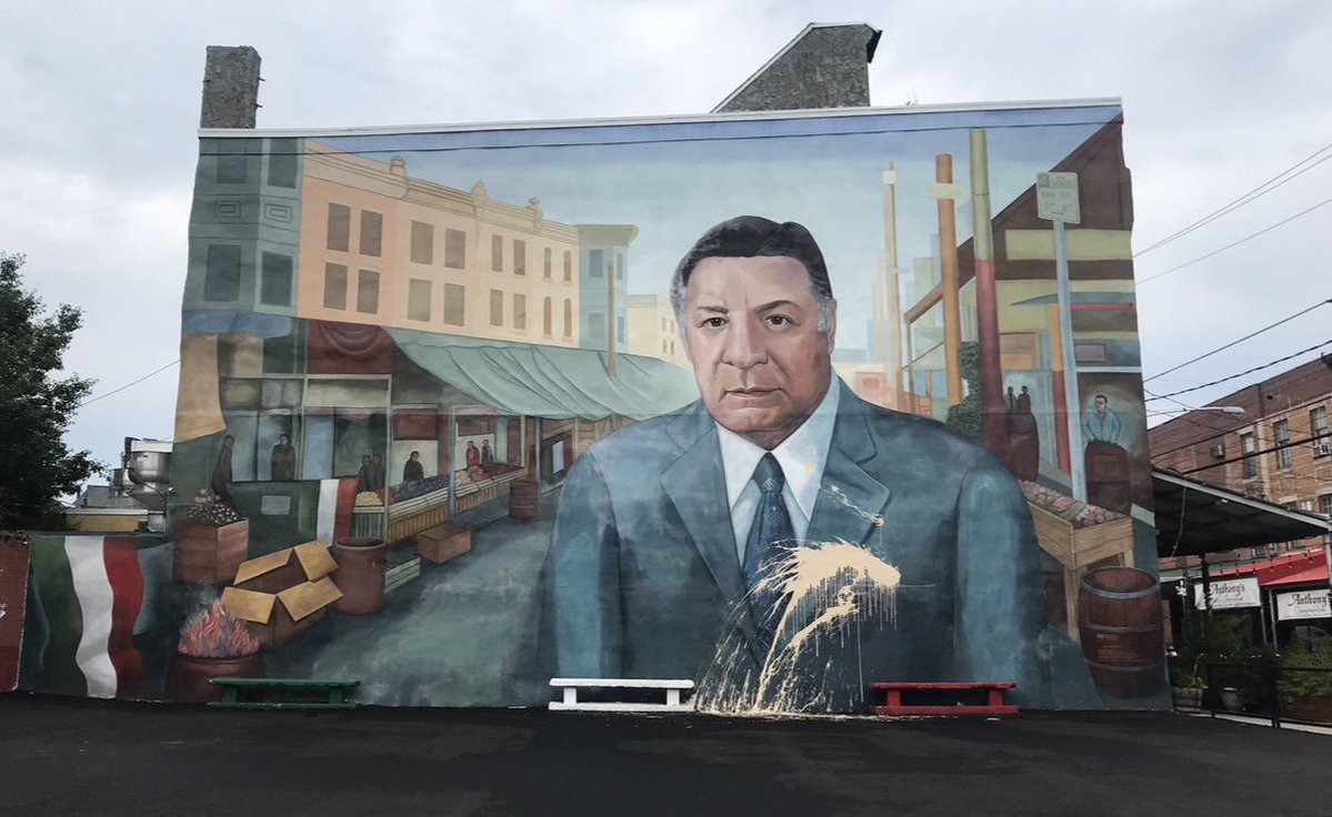 I noticed that Frank Rizzo is starting to appear through the paint covering his mural in the Italian Market. I swear we’ll never be rid of that guy.