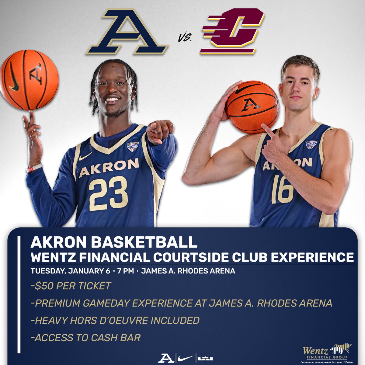 AkronZips's tweet image. Looking to experience the courtside club for a @ZipsMBB game 🤔 Here's your next chance! Join us for our game January 6th and enjoy the best seats in the JAR! 💺 Secure your spot ⬇️

🎟️: gozips.evenue.net/promotions/CC1…

#GoZips🦘 | #MakeTheClimb