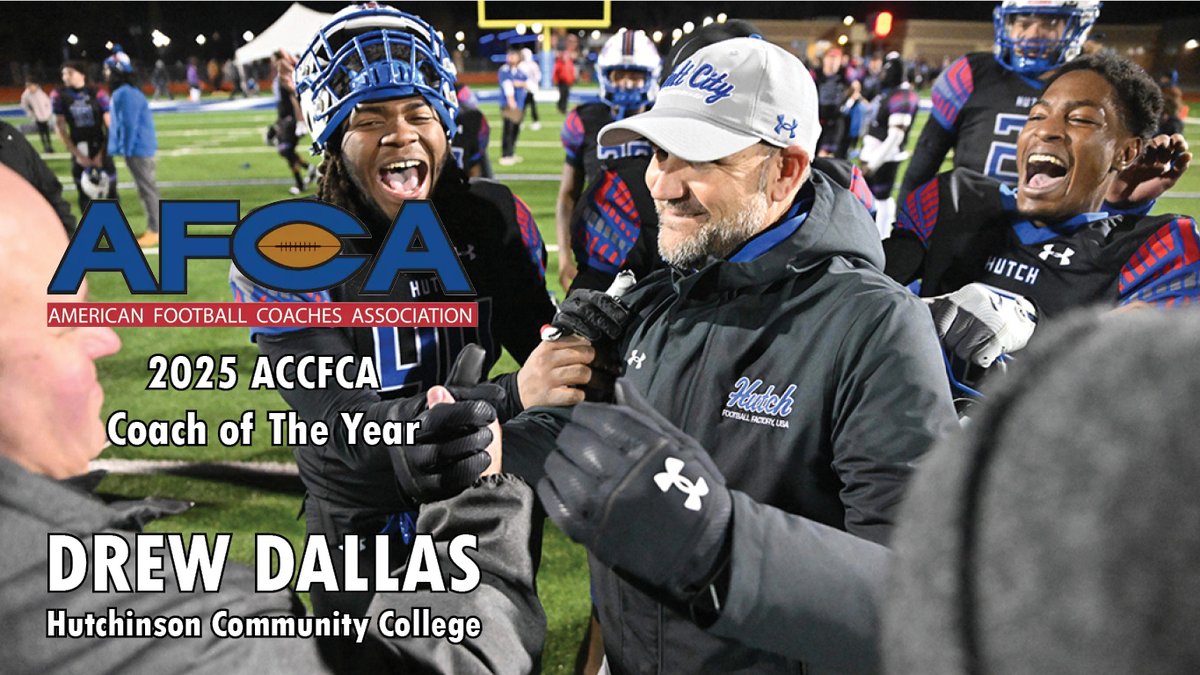 Congratulations to Blue Dragon head football coach Drew Dallas, the 2025 ACCFCA National Coach of the Year. #BreatheFire

hutchinson.prestosports.com/sports/fball/2…