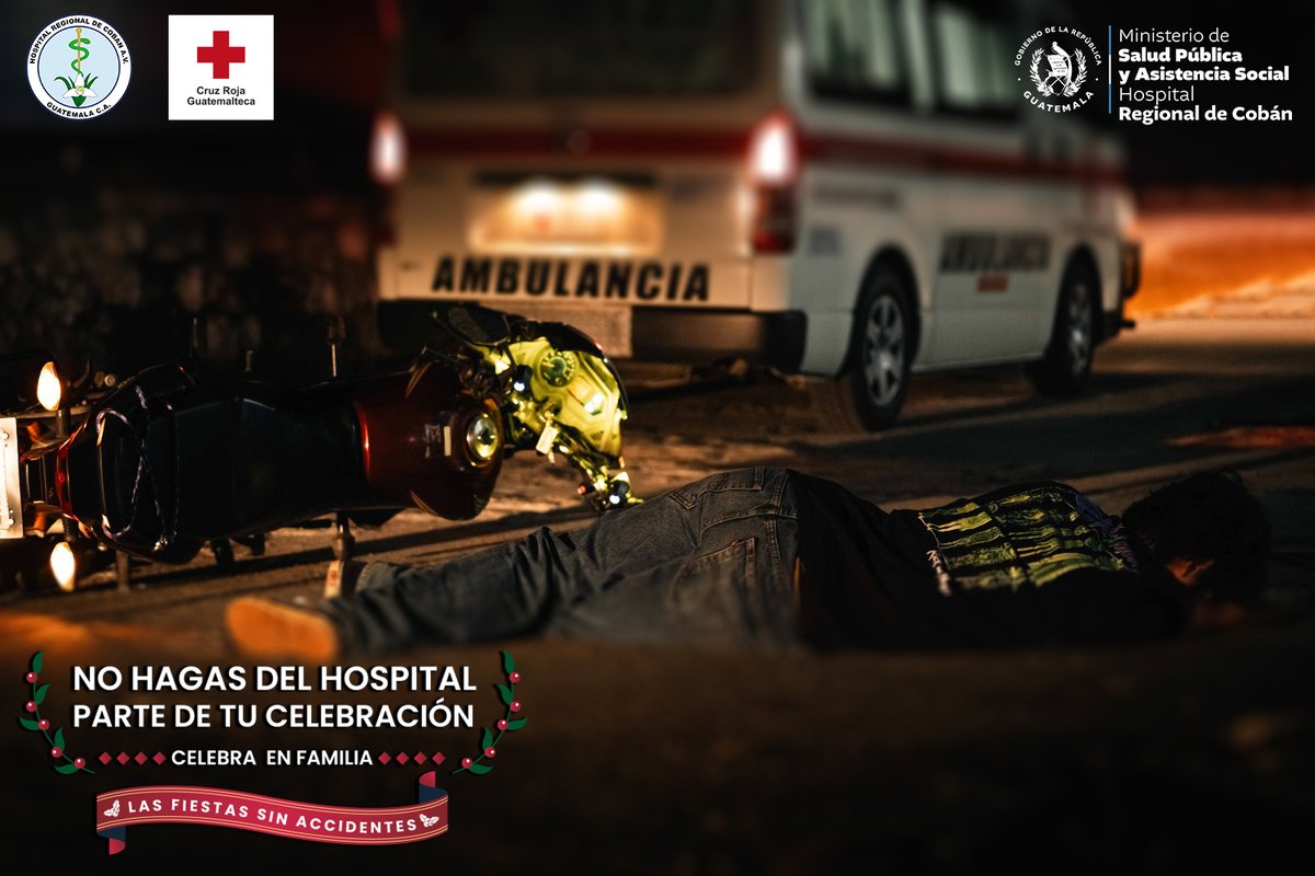 No zigzaguees entre los vehículos
No hagas del hospital parte de tu celebración.

Celebra en casa, en familia, no en una sala de emergencias.

Usa casco siempre.
La prevención es la clave.