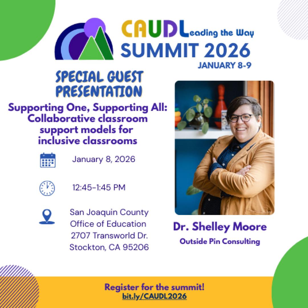 PCOE_OPENACCESS's tweet photo. 🌟 Presenter Spotlight: CA UDL Leading the Way Summit 2026 🌟

We’re thrilled to highlight four powerful sessions you won’t want to miss at the California UDL Summit 2026, happening January 8–9, 2026, at the San Joaquin County Office of Education. These presenters bring deep expertise, practical strategies, and inspiring examples of inclusive design in action.

Featured Sessions Include:
✔️Innovative approaches to designing accessible, learner-centered instruction
✔️Strategies for leveraging UDL to strengthen Tier 1 systems
✔️Tools that support meaningful student engagement and active participation
✔️Real-world examples of districts removing barriers through intentional UDL implementation

This year’s Summit will bring together educators, leaders, and practitioners from across California for two days of learning, collaboration, and connection.

Secure your spot today: https://t.co/e1qEUP1uns

Join us and be part of a transformative learning experience that advances access, equity, and learner agency for all students.

@NovakEducation 
@TheSJCOE 
@tweetsomemoore
@humboldtcoe 
@Placer_COE 
@CADeptEd 
@CCEECA