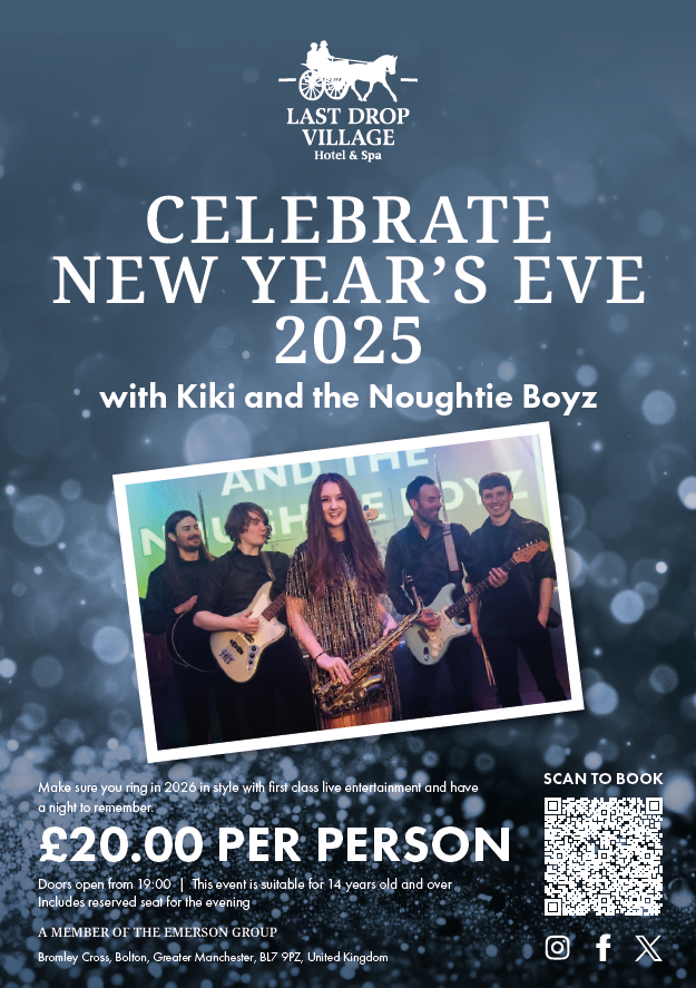 lastdropvillage's tweet image. NYE AT THE LAST DROP!
Ring in 2025 with KiKi and the Noughtie Boyz. An electric night of music, energy and celebration! Food available to purchase on the night
Book now  bit.ly/3MlN9cx

 Tickets: £20 per person
#lastdrop #lastdropvillage #newyears #newyearseve #bolton