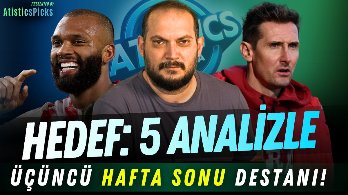 🔥 ÜÇ HAFTA ARKA ARKAYA!

20 Aralık ve 21 Aralık, Cumartesi ve Pazar İddaa Tahminleri - saha içi analizleriyle Atistics TV Youtube kanalındaki yayınımız 19:30'de sizlerle. Keyifli seyirler.👇
youtube.com/watch?v=OcfoJT…