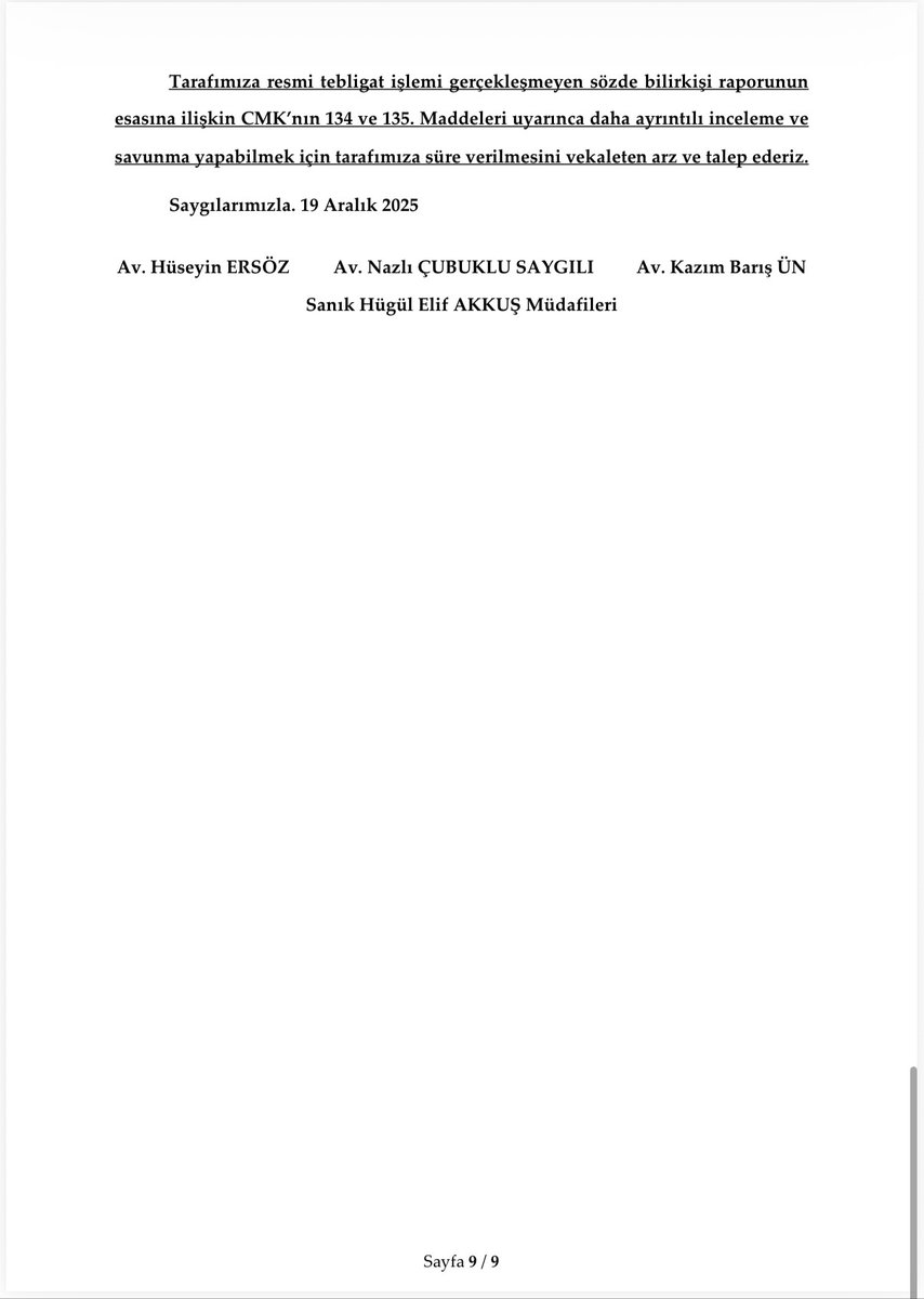 Bugün Ankara 13. Asliye Ceza Mahkemesi'de, TRT Haber Muhabiri Elif Akkuş (<a href="/reporterefo/">Elif Akkuş</a>) hakkında bir yargılama sürecine daha katıldık. Elif Akkuş bugüne kadar, TRT yöneticilerinin şikayeti yada haksız idari işlemleri sebebiyle 9 ayrı soruşturma ve dava (hukuk/ceza/idari)