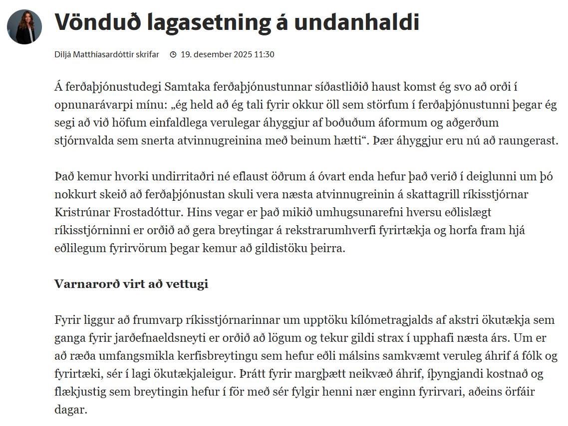 diljamatthiasar's tweet photo. Nokkur orð um jólagjöf ríkisstjórnarinnar til ökutækjaleiga og íslenskrar ferðaþjónustu. https://t.co/oQMO48POyR
