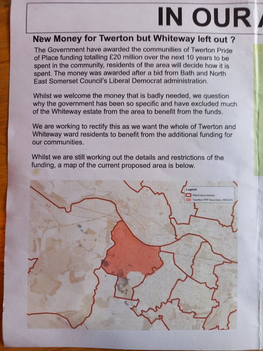 landatthebottom's tweet photo. Same old Libdems - always lying. 

1. The funding was NOT "awarded after a bid from @Bathnes Lib Dem administration".

There was no bid. 

The central govt allocated these funds.

2. And the govt havent "excluded.. Whiteway". 

The local board will choose the boundary. https://t.co/oe5ReFIAwe
