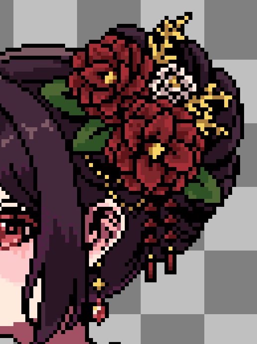 kuro_darkblack's tweet image. 髪飾り頑張った