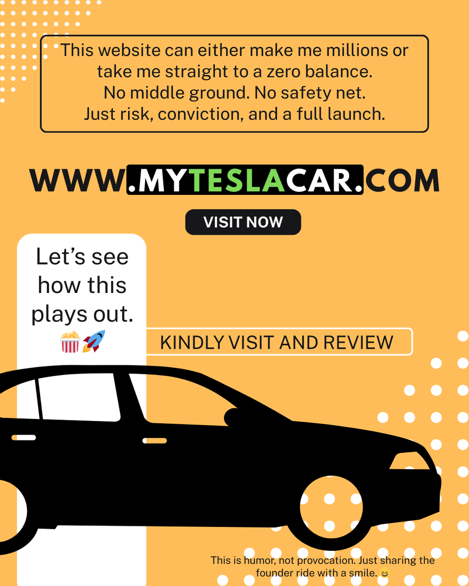 trishuldn's tweet photo. Launching https://t.co/ZxiDpiXKup 🚗⚡
This can either make me millions or take my balance to zero. No in-between. Just risk, execution, and belief.
Disclaimer: Humor only. Not provoking. 😄 https://t.co/um3IGwxonv