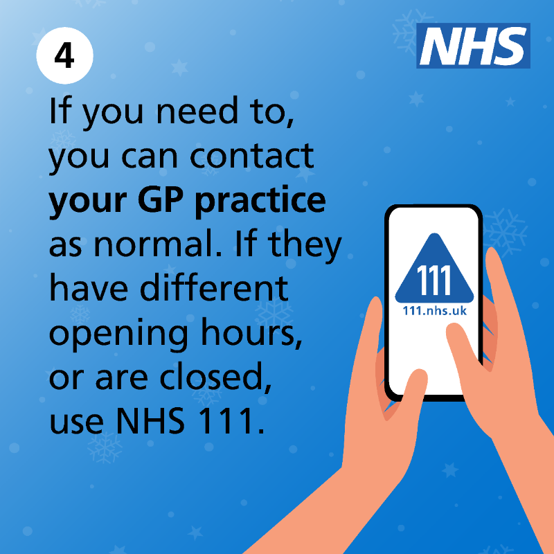 NHSuk's tweet photo. Make sure you’re prepared this bank holiday – order your repeat prescriptions in plenty of time, and check the opening hours of your local services.

If you need urgent help, call 111 or visit NHS 111 online.

➡️ https://t.co/hY60eMNybS