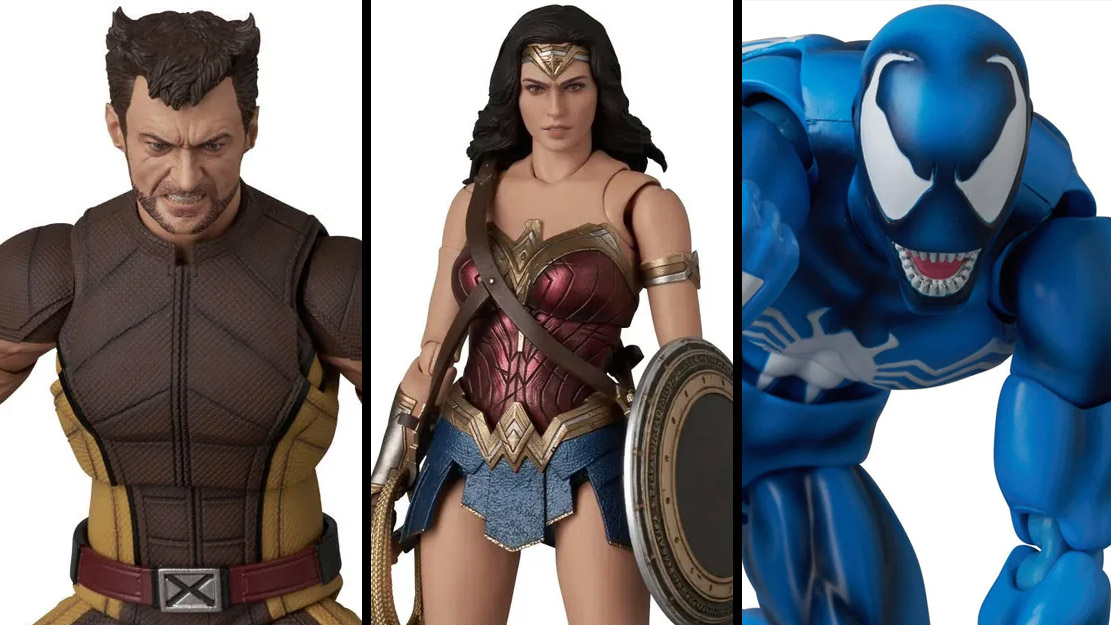 MAFEX Brown Suit Wolverine, Wonder Woman, and Blue Venom toyark.com/2025/12/19/maf… #toyark #actionfigures
