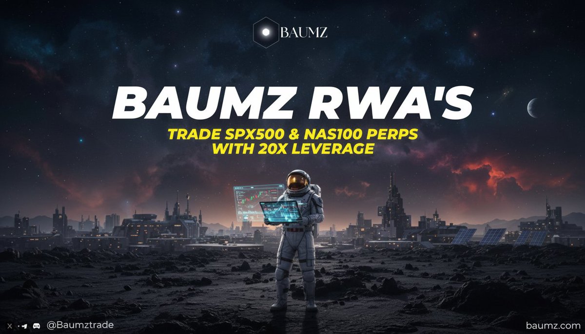 Baumztrade's tweet image. 🌍 Baumz RWAs — Real-World Assets on Chain

Trade SPX500 and NAS100 perpetuals with up to 20× leverage, fully on-chain.

💠 No brokers. No middlemen.
💠 Real indices, tokenized &amp;amp; tradable 24/7.
💠 Powered by Orderly Network + Tri-Proof Oracle (Finage, Tradermade, Pragma) for…