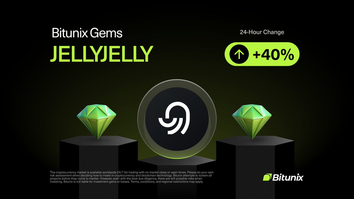 BitunixOfficial's tweet image. 💎 BITUNIX GEM 💎

$JELLYJELLY 
24H Change: +40%

Trade Now on 👉 bitunix.com/p/7T4e