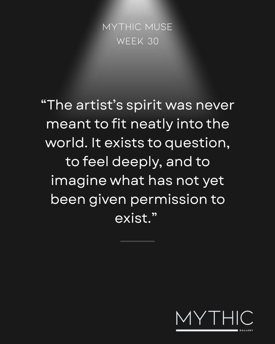 Mythic_Gallery's tweet image. “The artist’s spirit was never meant to fit neatly into the world. It exists to question, to feel deeply, and to imagine what has not yet been given permission to exist.” ~Violet Alexandre, CEO &amp;amp; Founder
#MythicMuse #ArtistSpirit #CreativeIntegrity #MythicGallery #EmergingArtists