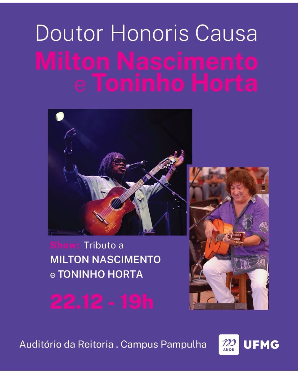 🎶Milton Nascimento e Toninho Horta recebem o título de Doutor Honoris Causa da UFMG: ufmg.br/comunicacao/no…

#ExtensaoUFMG