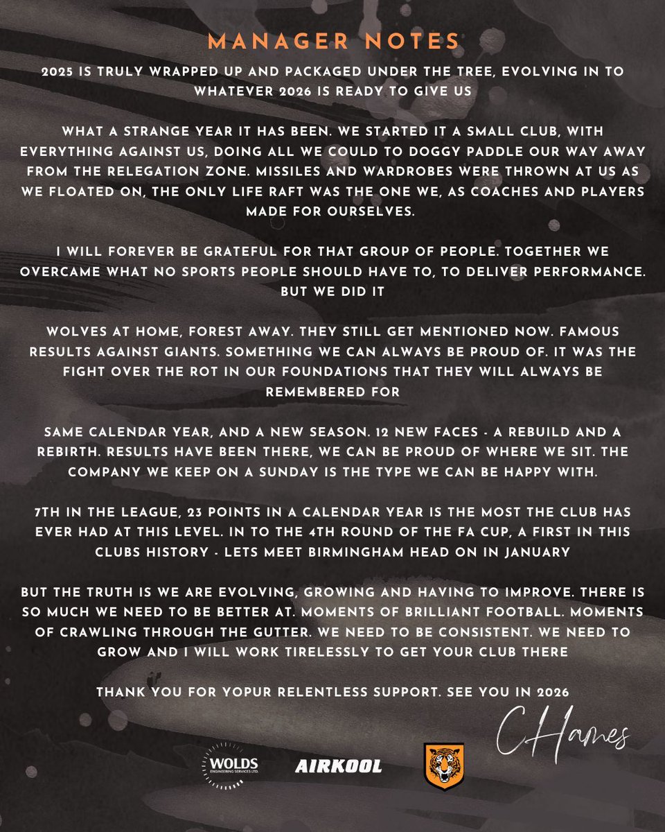 A few words from our Gaffer to sign off for 2025

Thank you for all of your continued support throughout this year