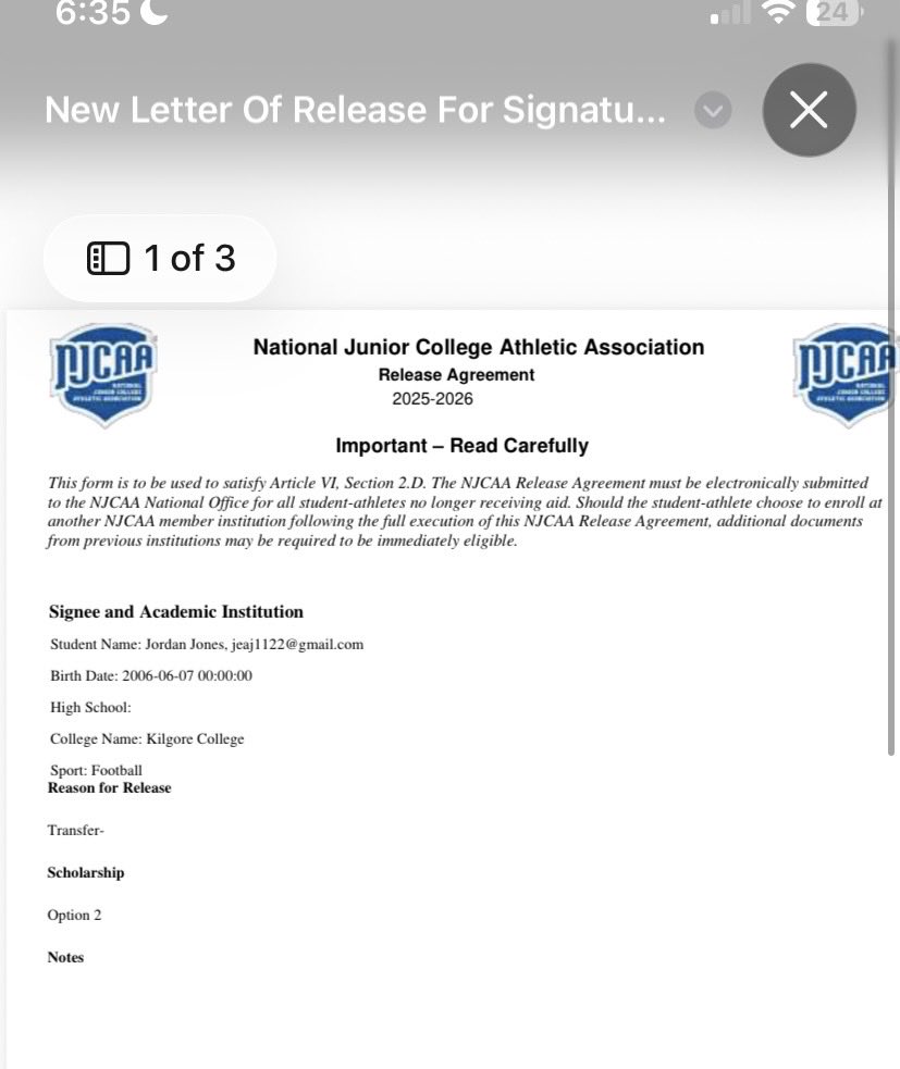 I’m officially released from Kilgore college! I will be looking for a new home in the spring !  # (281-541-2402) 📞 Film is up ☝🏽