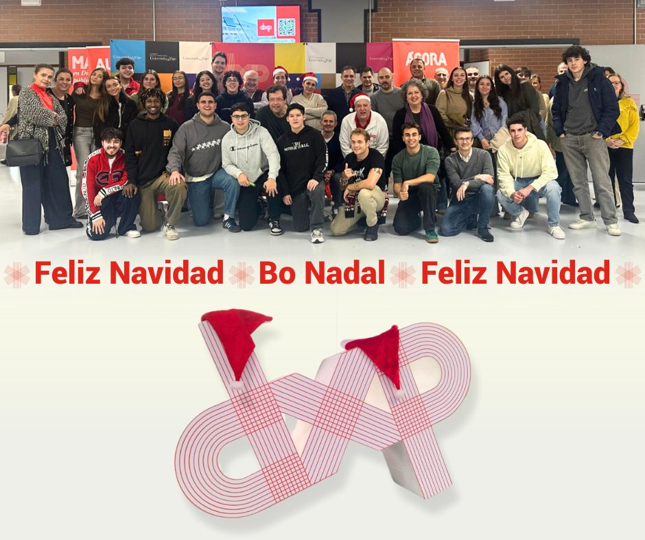 El alumnado, docentes y PAS de la Facultad de Dirección y Gestión Pública os desea a todos unas felices fiestas, llenas de buenos momentos y buenas personas. Nos vemos el jueves 8 de enero! 👋

#somosdxp #navidad2025 #nadal2025 #feliz2026