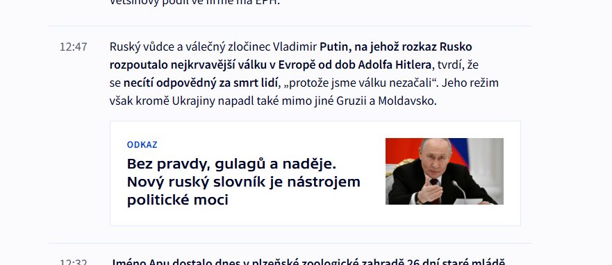 ČT znovu ukázala, jak zaujatě informovat (dnešní aktualita v sekci "Právě se děje" na webu ČT24)