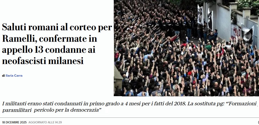 l'appello conferma le condanne
milano.repubblica.it/cronaca/2025/1… 
L'avvocato di parte civile Federico Sinicato che difende l'ANPI esprime soddisfazione