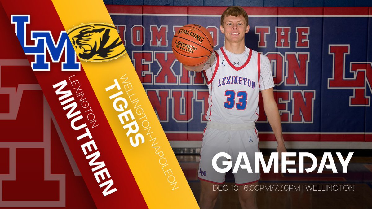 🏀 It's GAMEDAY! The Lexington Minutemen face off against the Wellington-Napoleon Tigers tonight! 🕕 Join us at 6:00 PM and 7:30 PM. Let's bring home the victory! 💪 #LexingtonPride