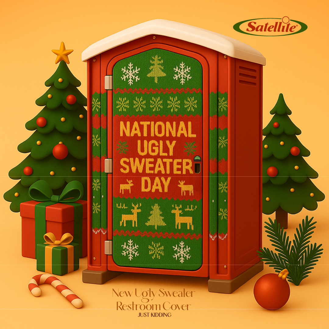 satindustries's tweet photo. Celebrating National Ugly Sweater Day the Satellite way! Showing some holiday spirit today? Drop your best ugly sweater pictures in the comments!

#SatelliteIndustries #PortableSanitation #OperatorStrong #NationalUglySweaterDay #TeamCulture https://t.co/UpoaVMiBfN