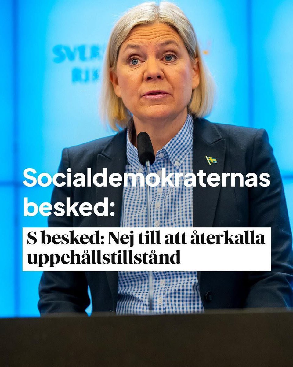 jimmieakesson's tweet image. Permanenta uppehållstillstånd var en dålig idé från första början. 

Idag kom beskedet från Socialdemokraterna – partiet kommer att motsätta sig en modernisering av reglerna för uppehållstillstånd och vill att människor fortsatt ska kunna befinna sig i Sverige permanent, utan att…
