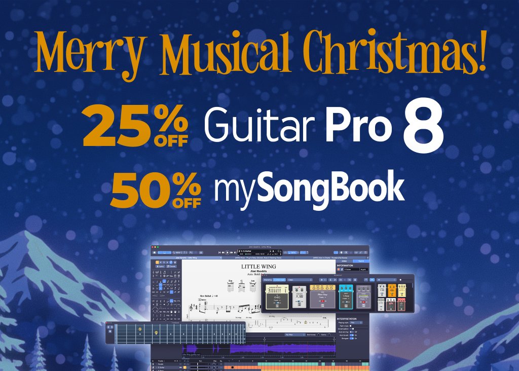 ArobasMusic's tweet image. 🎉🎅 Celebrate Christmas with Guitar Pro. Share the good news with your guitarist friends. Merry Christmas everyone! ❤️

⏱️ It’s a limited time offer, don’t wait!
🎸 Offer only available on guitar-pro.com

@ArobasMusic 
#guitarpro #guitarplayer #guitarist