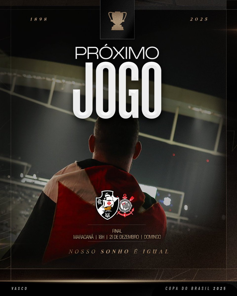 VascodaGama's tweet image. 🔜 A GRANDE FINAL DA COPA DO BRASIL 2025! 

🏟️ ESTAREMOS JUNTOS NO MARACANÃ.

𝐍𝐎𝐒𝐒𝐎 𝐒𝐎𝐍𝐇𝐎 𝐄́ 𝐈𝐆𝐔𝐀𝐋 🏆

📸: Dikran Sahagian | #VascoDaGama