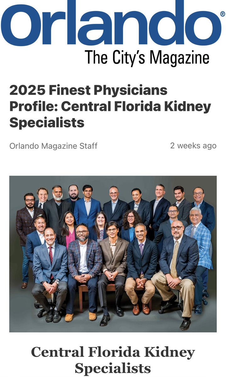 Madanef30's tweet photo. Central Florida kidney specialists recognized by Orlando magazine in best of 2025 physicians https://t.co/ySg2IAUvnk