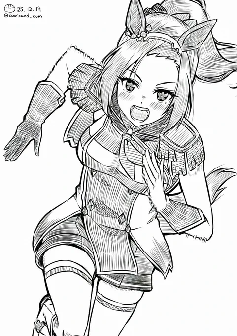 #ウマ娘版深夜のお絵描き60分一本勝負 
#ウマ娘版深夜のお絵描き60分一本勝負_20251219   

お題【⬜️モノクロ絵📷】
バクシンバクシーン!
2色って難しいね…グレスケでも良かったのかな?( ˘ω˘ ) 