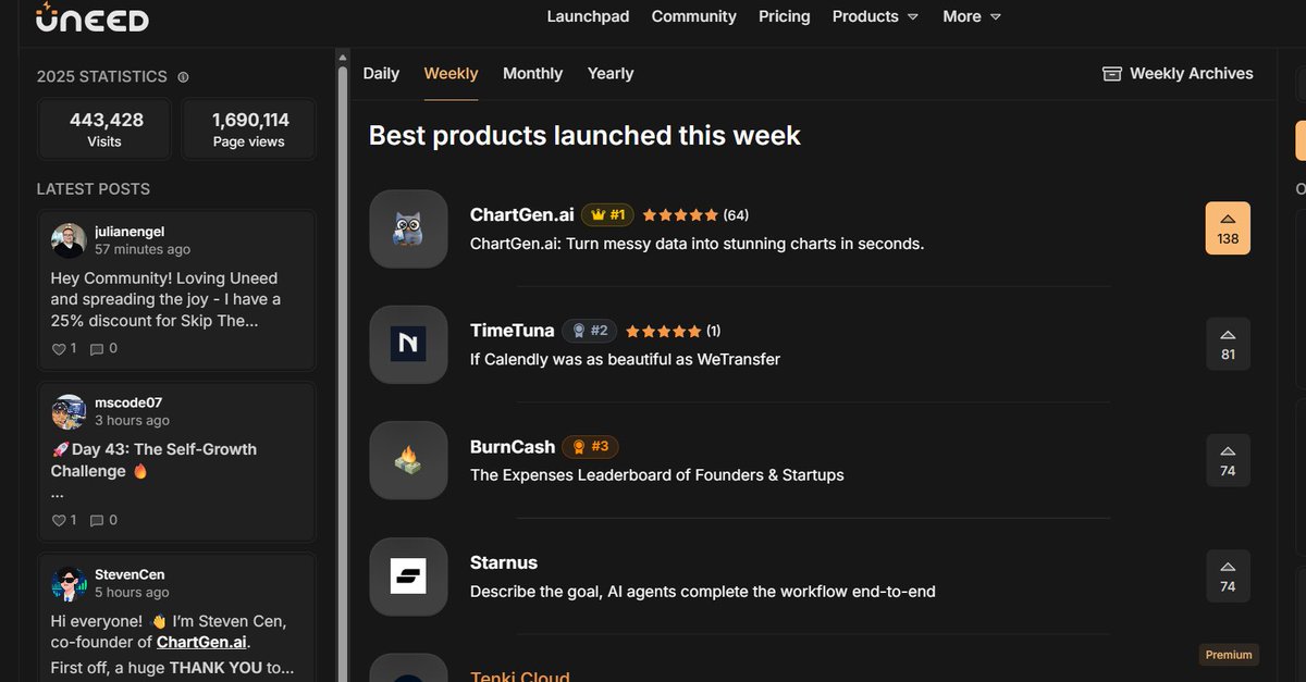 kennyli2026's tweet photo. No.1 Best Products Launched This Week, AGAIN! Best of Best! Try it now: https://t.co/eUwOxVxQv2 by https://t.co/JLYFORW8pr. #UneedLists #AI @ChartGenAI @ada_dataanalyst https://t.co/aBVEQvSYIF