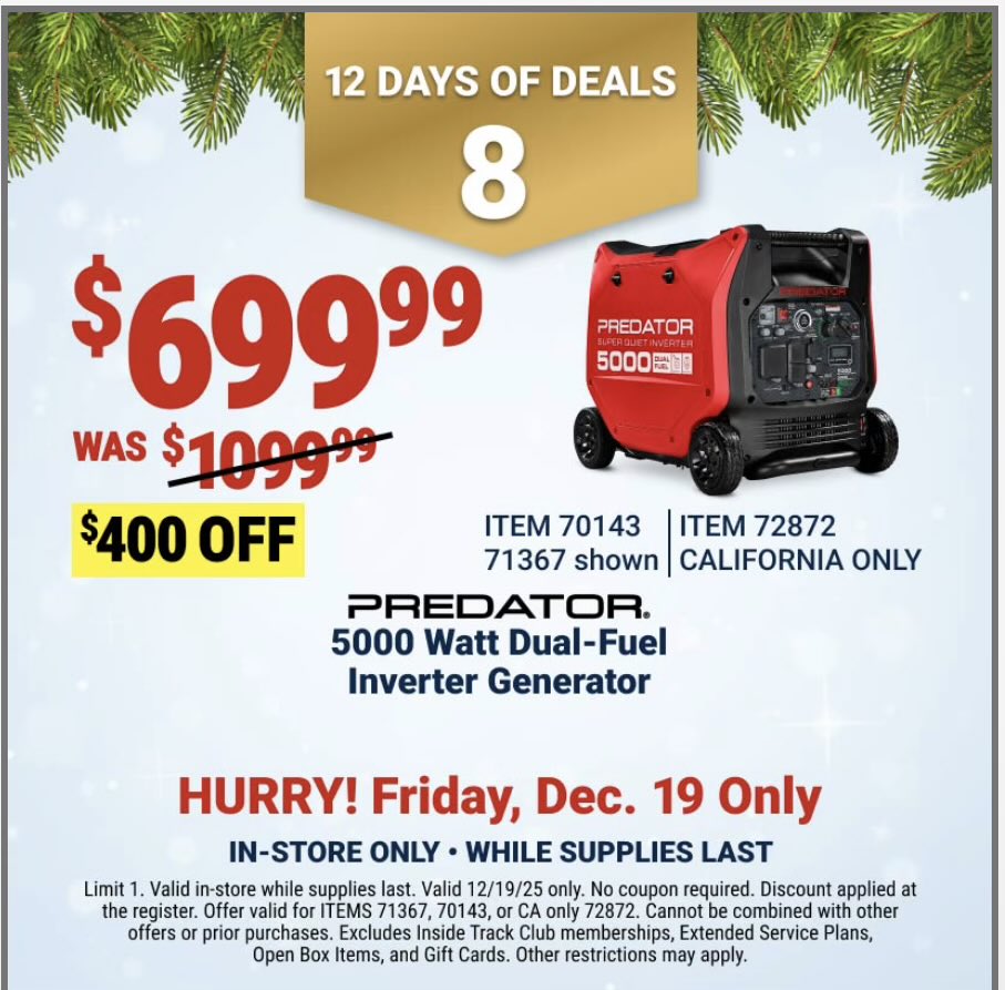 My prepper niche is apparently generator posting on Twitter. 

Seriously, if you don’t have a generator, you should probably get one, and this is a great deal.