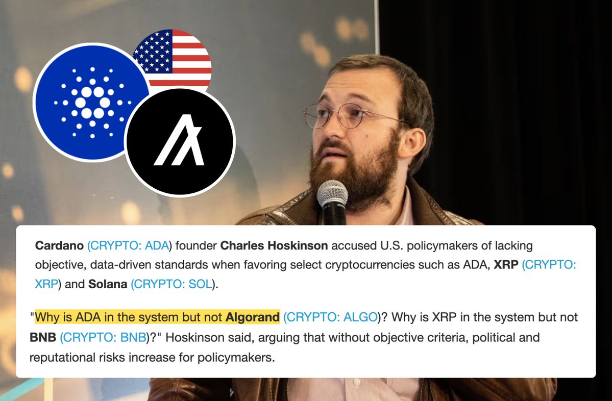algerstmehn's tweet image. 🚨 JUST IN: @IOHK_Charles, founder of $ADA, calling out on @DecryptMedia the lack of objective, data-driven standards when U.S. policymakers favor certain blockchains.

"Why is $ADA in the system but not Algorand?"

Respect Charles! 🫡

$ADA 🤝 $ALGO