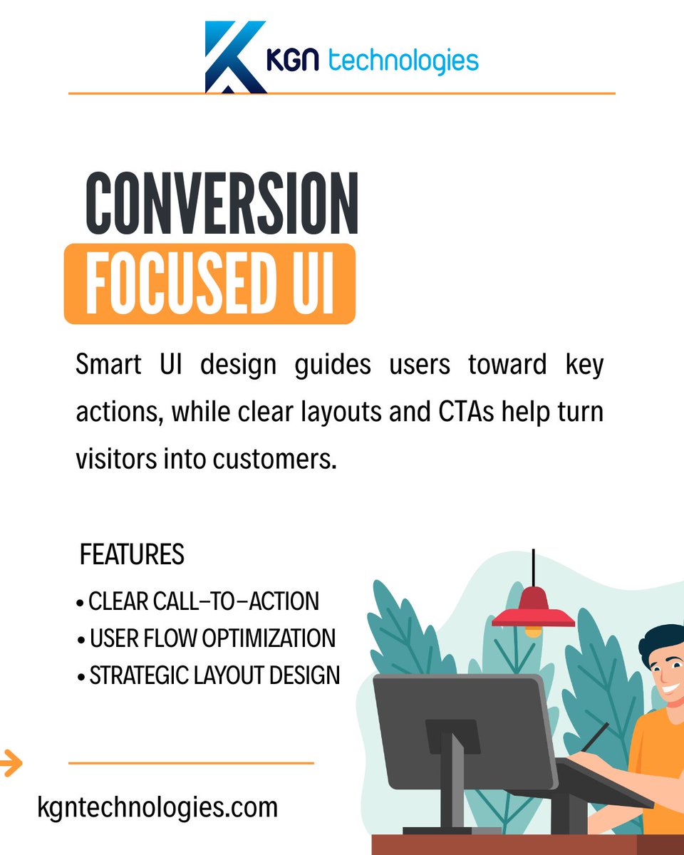 Why Modern UI Design Matters

A clean &amp; intuitive UI from KGN Technologies can boost engagement, streamline navigation &amp; increase conversions.

🌐 kgntechnologies.com
📩 info@kgntechnologies.com

#UIDesign #UX #WebDevelopment #DigitalMarketing #KGNTechnologies