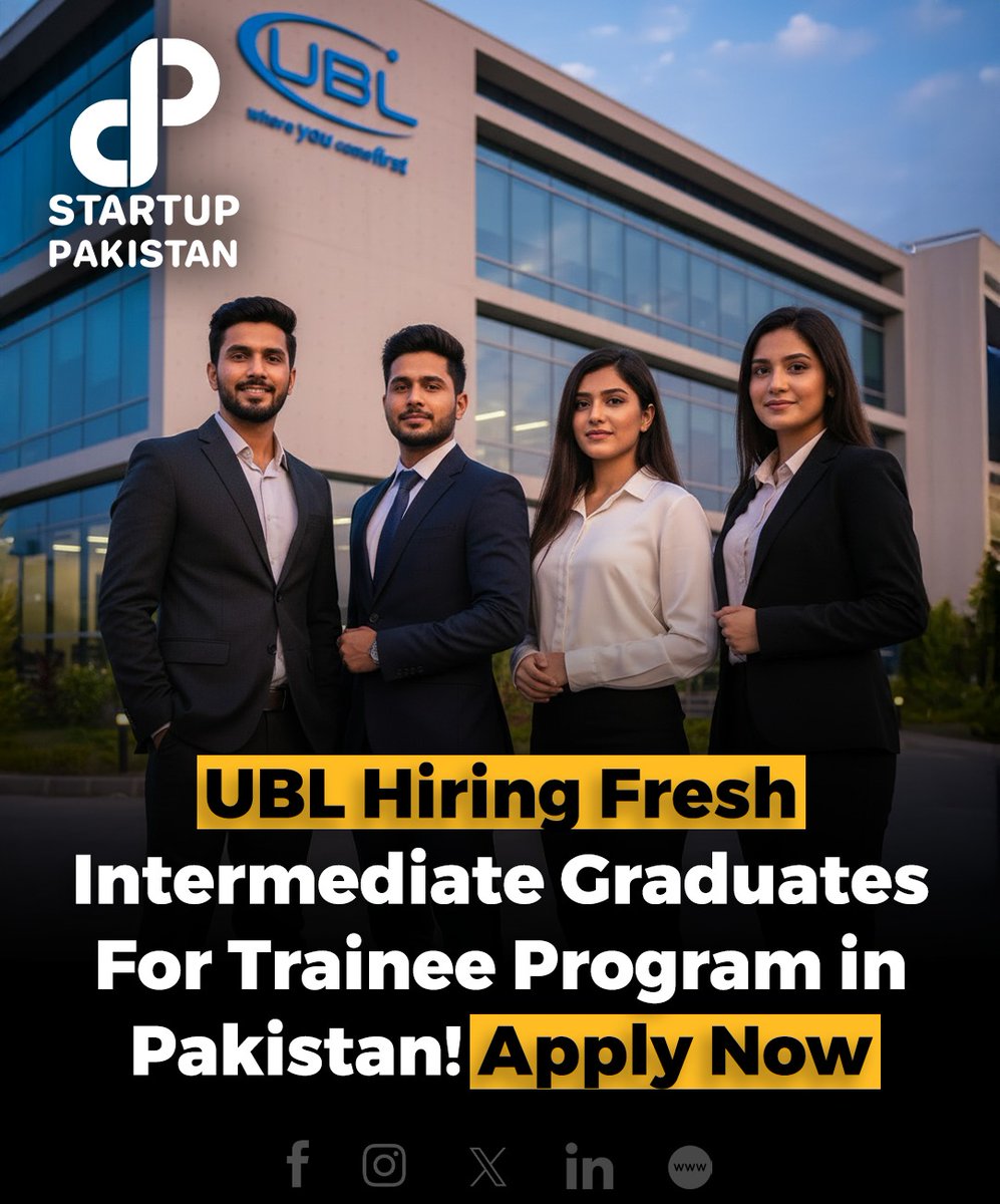 PakStartup's tweet image. UBL Hiring Fresh Intermediate Graduates For Trainee Program in Pakistan, Apply Now

Read more details: startuppakistan.com.pk/ubl-hiring-fre…

#UBL #Hiring #trainee #program