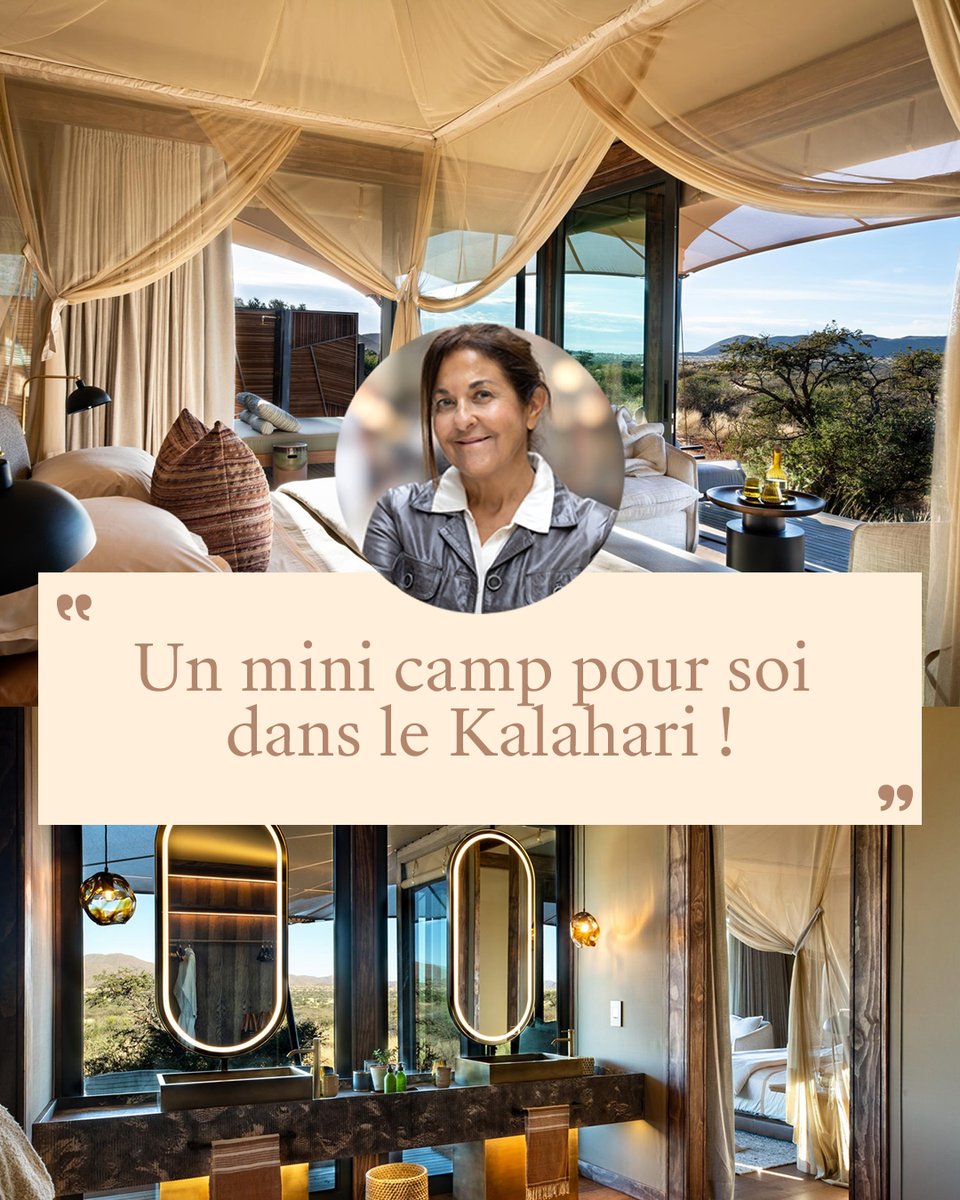 𝗟𝗢𝗔𝗣𝗜 𝗧𝗘𝗡𝗧𝗘𝗗 𝗖𝗔𝗠𝗣 ❤️ 𝗟𝗘 𝗖𝗢𝗨𝗣 𝗗𝗘 𝗖𝗢𝗘𝗨𝗥 𝗗𝗘 𝗦𝗢𝗣𝗛𝗜𝗘 𝗔𝗥𝗕𝗜𝗕 "Un mini camp pour soi dans le #Kalahari !"  lové au creux de la vallée de #Bruwer, en #AfriqueduSud > exclusifvoyages.com/adresse/loapi-…