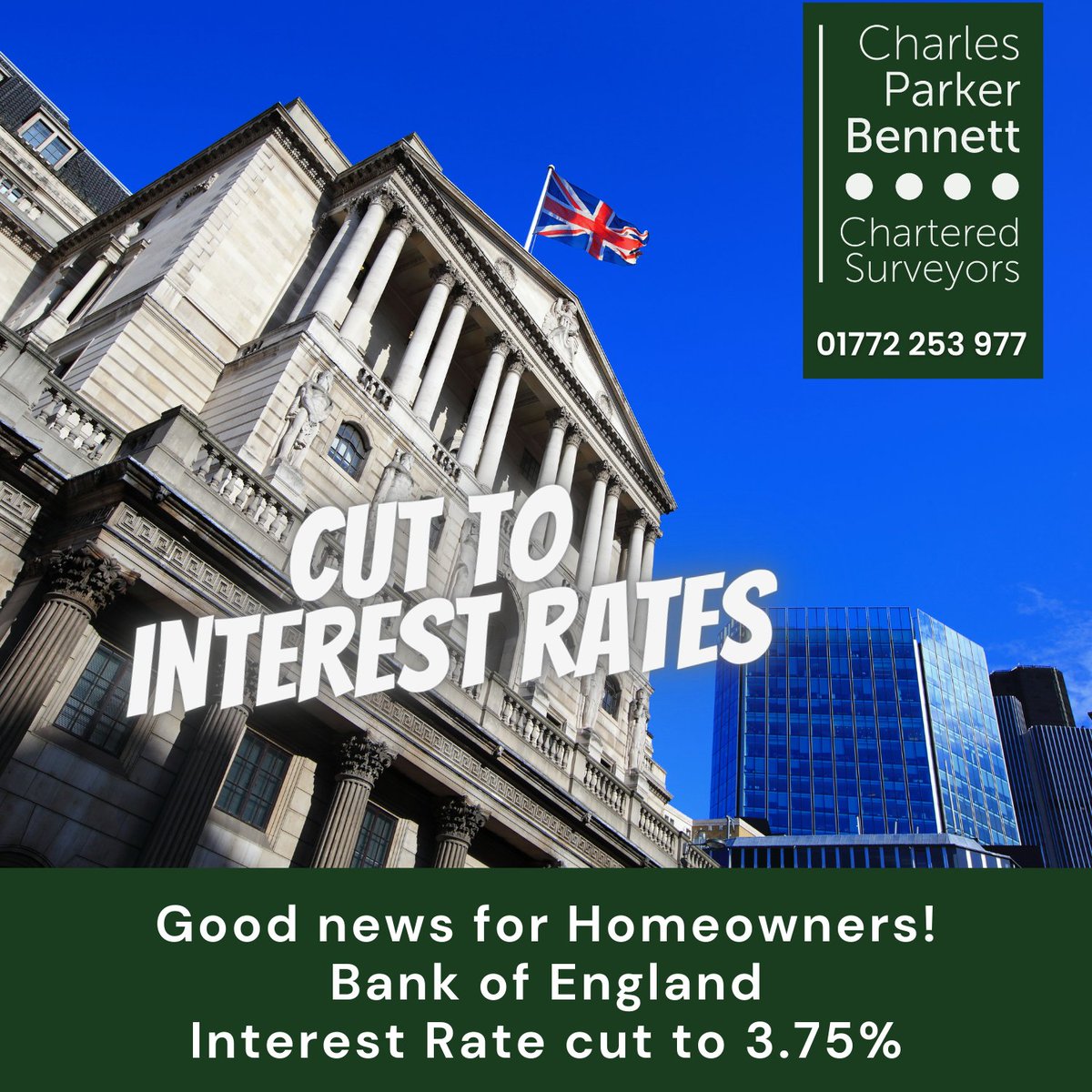 The BoE's fourth rate cut of 2025 brings the base rate to 3.75% - great news for borrowers and the property market. With 1.6 million mortgage deals expiring this year, now's the time to explore remortgage opportunities.
Contact us for your valuation 👉 charlesparkerbennett.co.uk