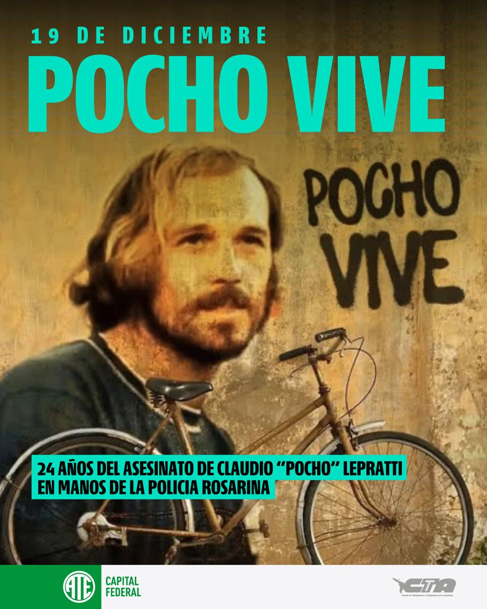 POCHO VIVE

En un nuevo aniversario del asesinato de Claudio “Pocho” Lepratti, lo recordamos por su ejemplo de lucha en Rosario y honramos la memoria de todas las víctimas de la represión sangrienta del 19 y 20 de diciembre de 2001.