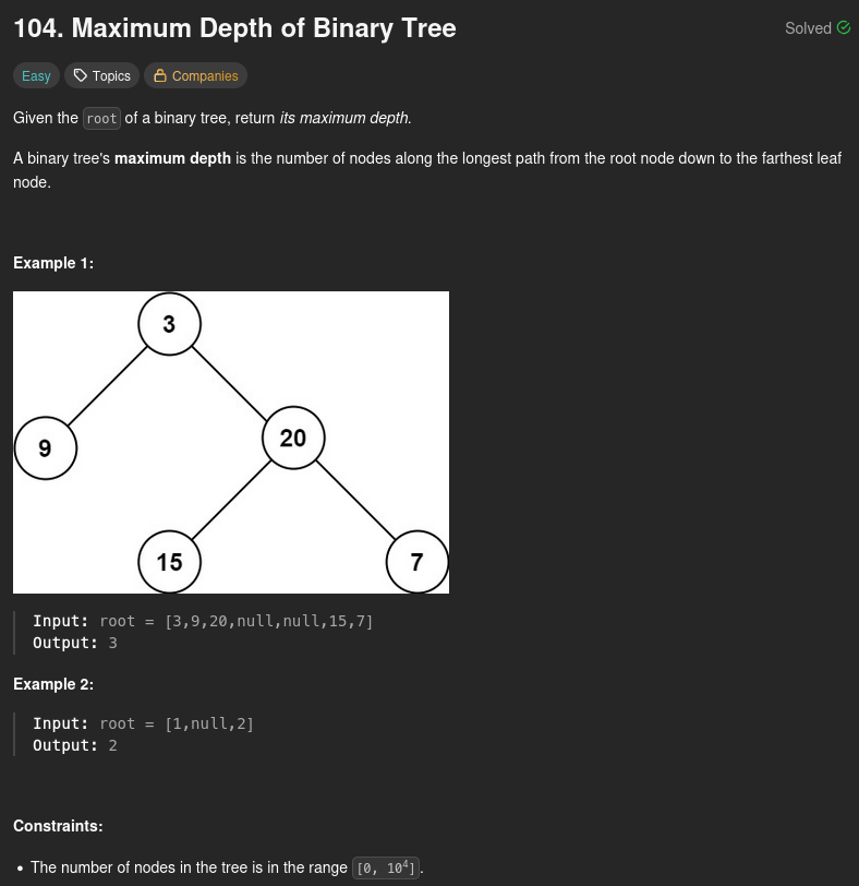 Pranjul07_'s tweet photo. " Trying to improve the previous self. "

#Day23 of #100DaysOfCode
Prob no. - 104. Maximum Depth of Binary tree.

@java
#programming #dodailycode #dailycode https://t.co/EHEcDgCIAS