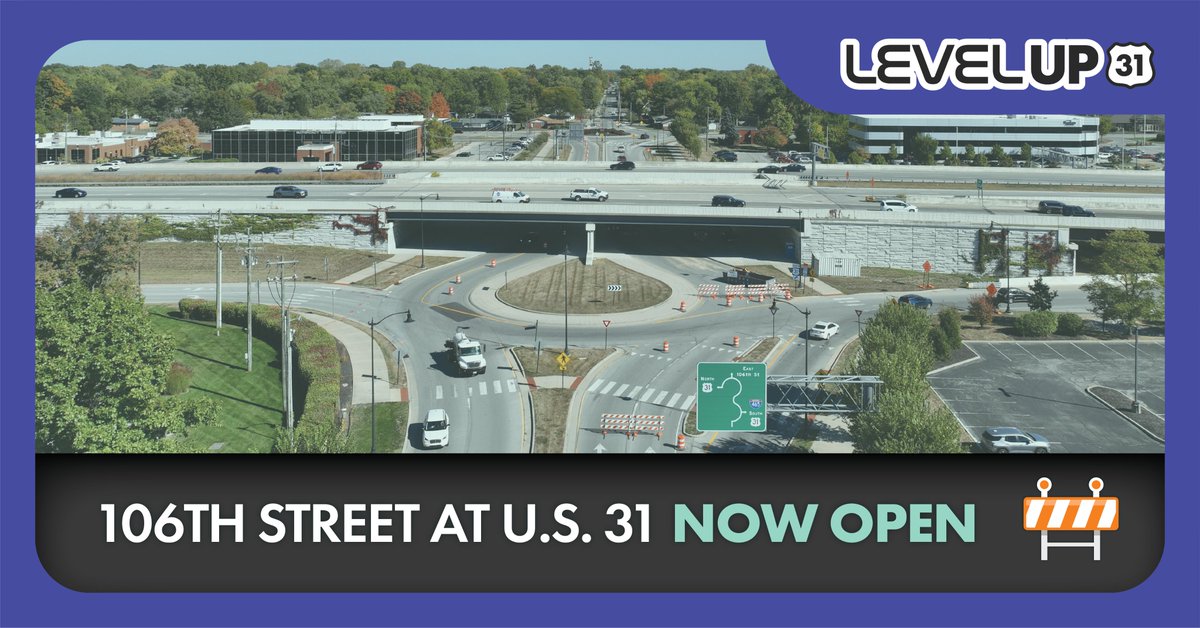 Another Level Up 31 milestone!

EB 106th Street at U.S. 31 will reopen to traffic before the afternoon rush hour today. Additionally, the I-465 EB ramp to SB Meridian Street will close from 9-11 p.m. tonight.

Learn more: bit.ly/4aWVLAk