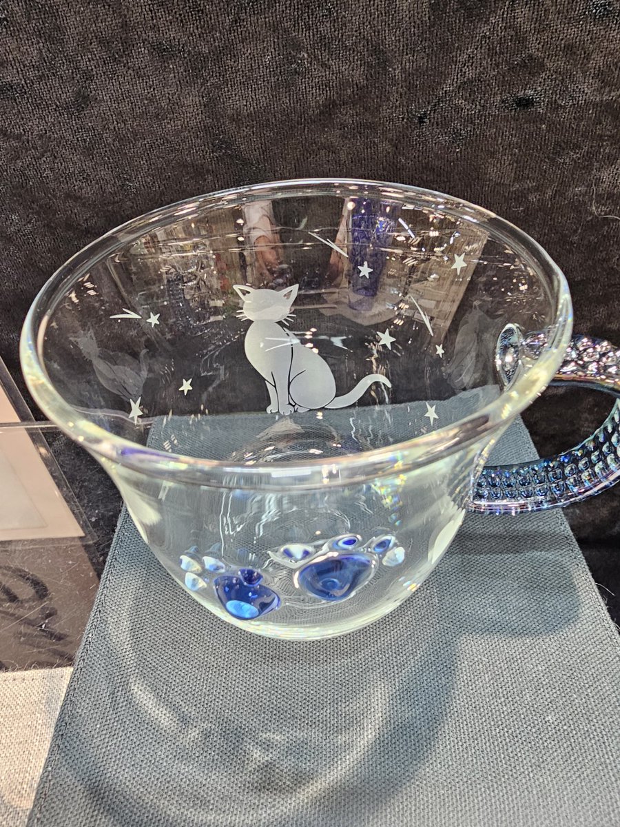 今朝　一番に仕上げた「双子座流星群と猫のデザイン耐熱マグ」は、Instagramアップ直後、本日最初に御来店のお客様にお買い上げいただきました❤まるでその方の為の特注のようでした✌ありがとうございました❣️他の作品も、全部　誰かの特注品になるように頑張って制作しています😸
#大阪ニャン博