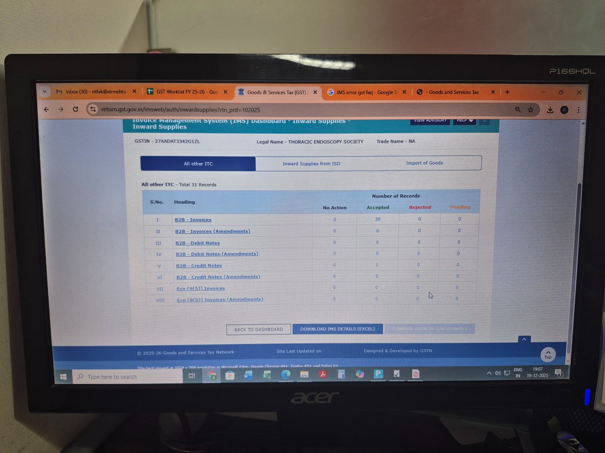 Rithik2010's tweet photo. @Infosys_GSTN We are not able to compute GSTR 2B and then file GSTR 3B for October (Casual Tax Payer) . Attached are the screenshot. Pls help. Ticket G-202512193092010 https://t.co/eiFSPvHHpe
