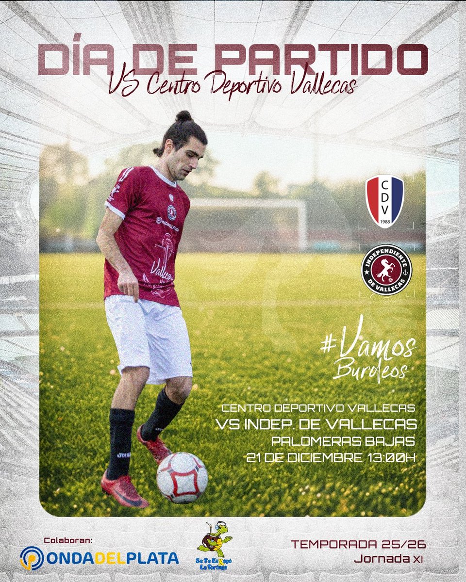 CDIVallecas's tweet image. ⏰¡𝗛𝗢𝗥𝗔𝗥𝗜𝗢 𝗗𝗢𝗠𝗜𝗡𝗚𝗢! 

⚫𝙄𝙉𝘿𝙀𝙋. 𝘿𝙀 𝙑𝘼𝙇𝙇𝙀𝘾𝘼𝙎 (𝙈)⚫

🏟️ Polideportivo Palomeras Bajas
🆚 Centro Deportivo Vallecas
📆 21 Diciembre
⌚ 13:00

#independientedevallecas #laburdeos  #juegalaburdeos #fútbolpopular #ultimo #partido #Domingo