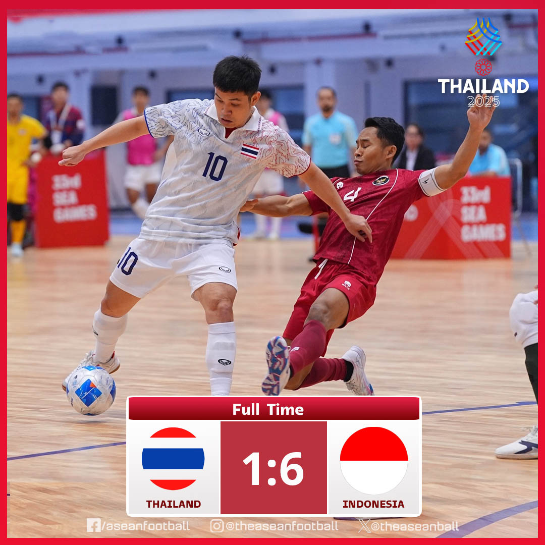 ✨ SEA GAMES 2025 | MEN'S FUTSAL

FT: Thailand 🇹🇭 1️⃣ - 6️⃣ 🇮🇩 Indonesia

#SEAGames33