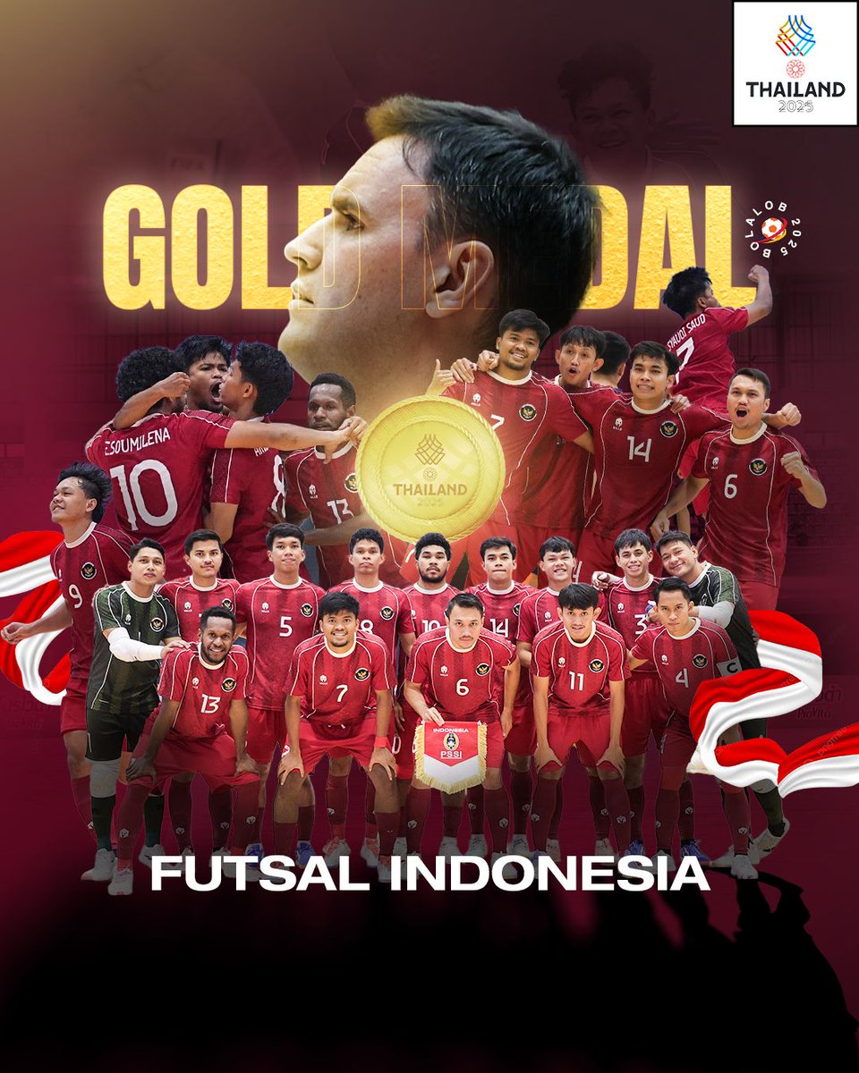 TIMNAS FUTSAL INDONESIA, GOLD MEDAL! 🥇

BANGGAAAAAA 

#TimnasFutsal
#BolalobFutsal
