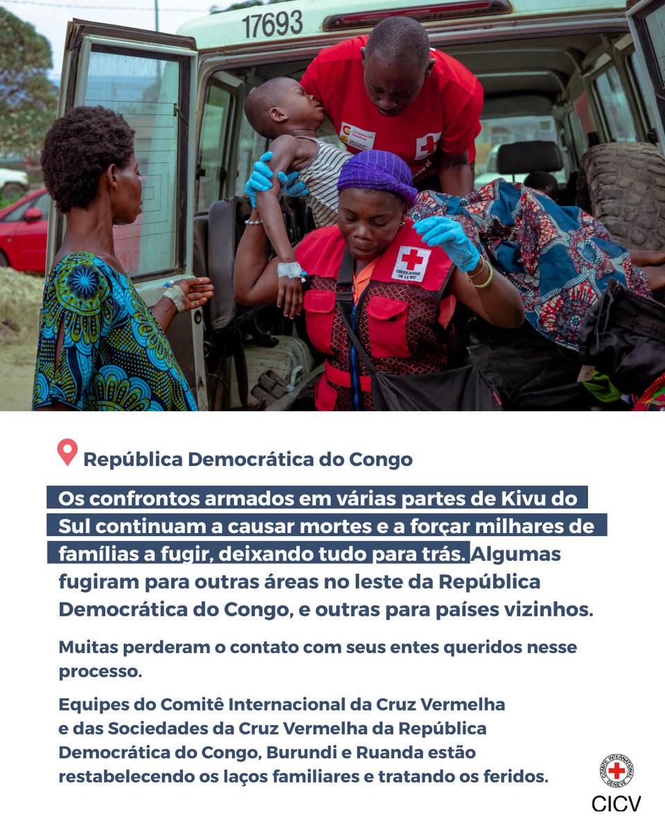 CICV_pt's tweet image. 📍RDC | Os confrontos armados no país continuam separando famílias, forçando comunidades à incerteza e ao deslocamento.

Continuamos apoiando as comunidades afetadas, mas nenhuma ajuda humanitária será suficiente se as partes no conflito não respeitarem a população local.